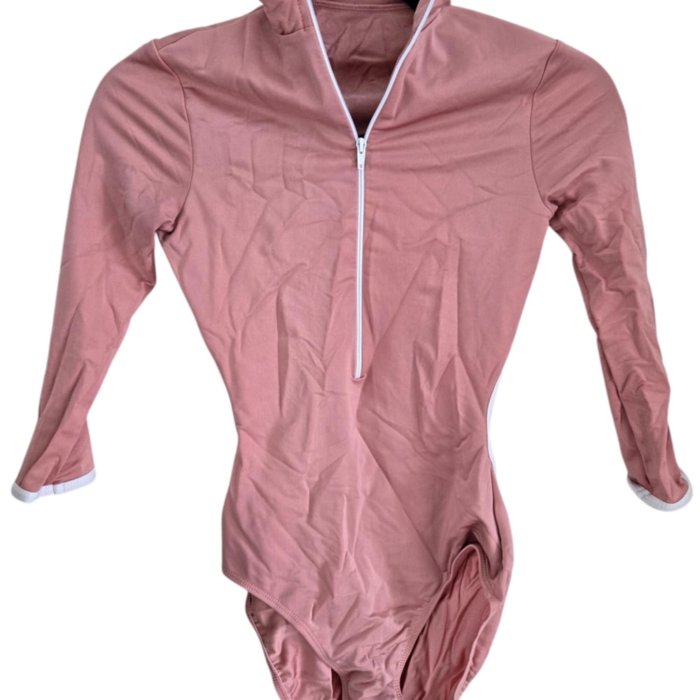 Pink Long Sleeve Zip-Up Leotard